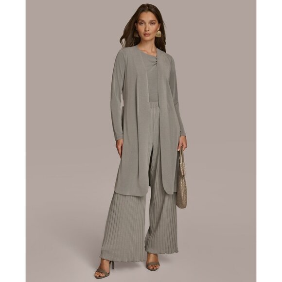 Donna Karan Women's Tie Waist Long Cardigan Gray Size M MSRP $139 - Picture 3 of 4